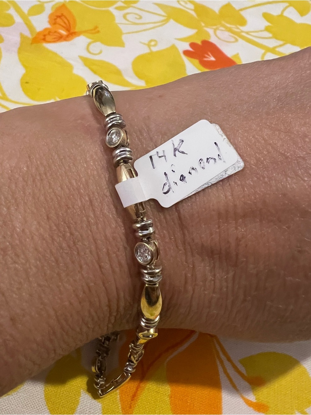 14K Two-Tone Diamond Accent Bracelet - Elegant